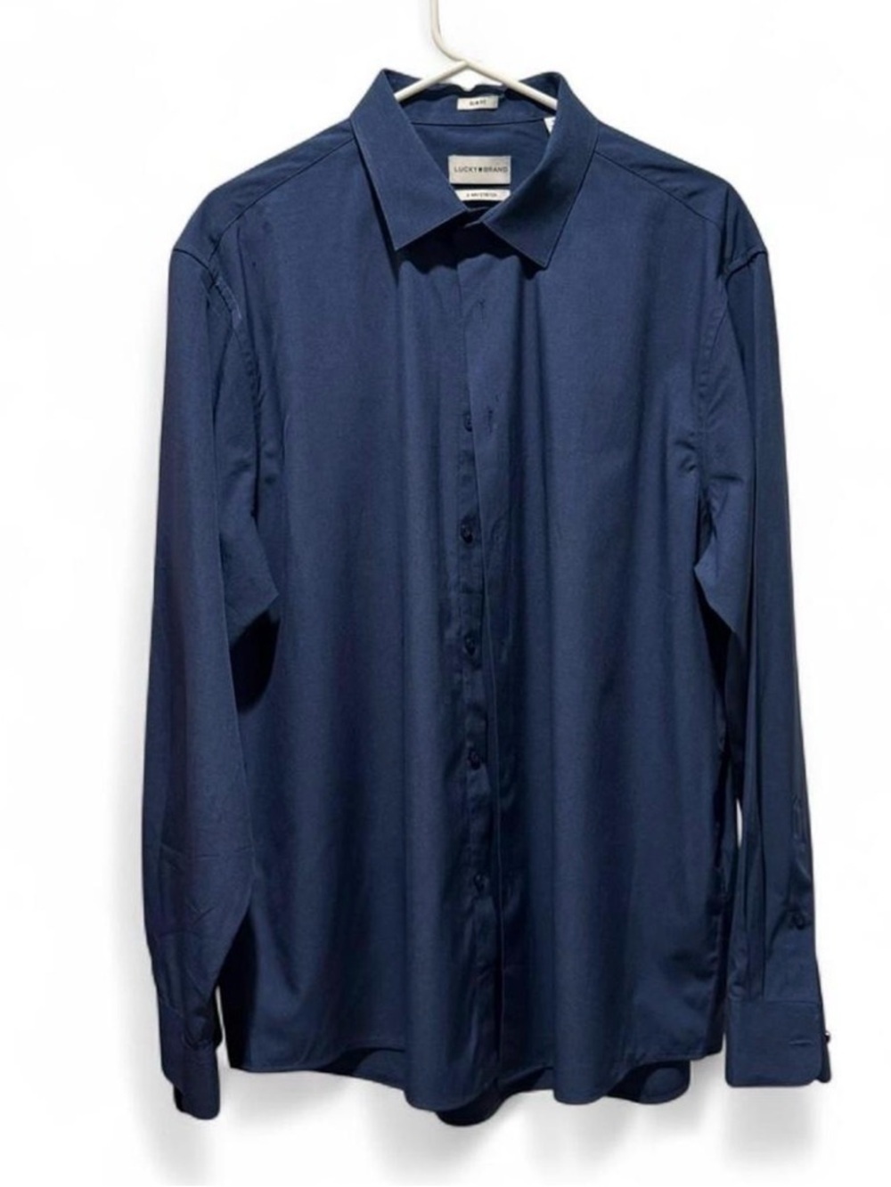 Lucky Brand Men's Navy Blue Long Sleeve Dress Shirt